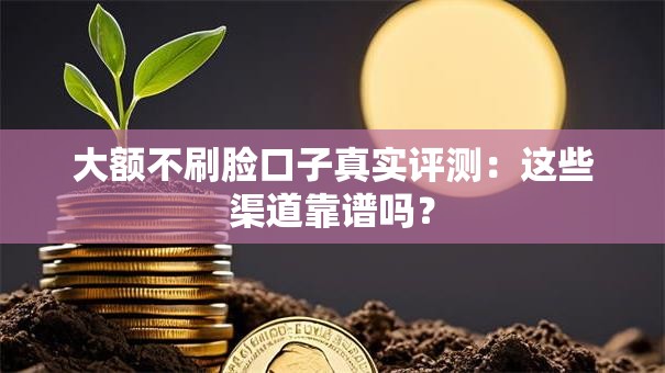 大额不刷脸口子真实评测：这些渠道靠谱吗？