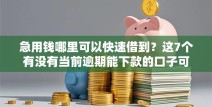 急用钱哪里可以快速借到？这7个有没有当前逾期能下款的口子可以试试