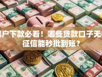 黑户下款必看！哪些贷款口子无视征信能秒批到账？