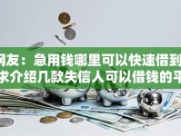 网友：急用钱哪里可以快速借到？求介绍几款失信人可以借钱的平台