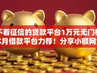 不看征信的贷款平台1万元无门槛本月借款平台力荐！分享小额网贷口子1万元无门槛借款
