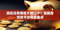 现在还有哪些大额口子？高额度贷款平台真实盘点