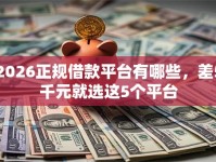 2026正规借款平台有哪些，差5千元就选这5个平台