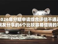 2026年分期申请综合评估不通过网友分享的6个比较容易借钱的平台我觉得不错！