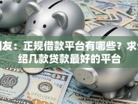 网友：正规借款平台有哪些？求介绍几款贷款最好的平台
