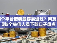 哪个平台借钱最容易通过？网友亲测5个失信人员下款口子盘点