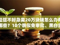 征信不好急需20万块钱怎么办有哪些？10个貌似免审批、黑白贷款不是高炮的口子合集