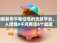 最新发布不看征信的贷款平台，私人借钱8千元有这6个渠道