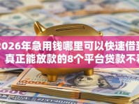 2026年急用钱哪里可以快速借到，真正能放款的8个平台贷款不看征信推荐