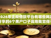 2026年正规借款平台有哪些网友分享的6个黑户口子高炮我觉得不错！