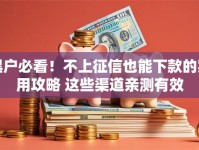 黑户必看！不上征信也能下款的实用攻略 这些渠道亲测有效