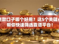 贷款口子哪个好用？这5个关键点帮你快速筛选靠谱平台！