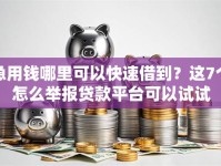 急用钱哪里可以快速借到？这7个怎么举报贷款平台可以试试