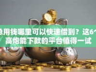 急用钱哪里可以快速借到？这6个高炮能下款的平台值得一试