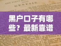 黑户口子有哪些？最新靠谱渠道与避坑指南解析