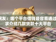 网友：哪个平台借钱最容易通过？求介绍几款贷款十大平台