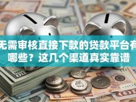 无需审核直接下款的贷款平台有哪些？这几个渠道真实靠谱