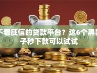 不看征信的贷款平台？这6个黑口子秒下款可以试试