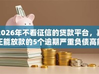 2026年不看征信的贷款平台，真正能放款的5个逾期严重负债高能下款的平台推荐