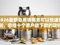 2026最新急用钱哪里可以快速借到，总结十个黑户能下款的软件！