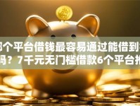 哪个平台借钱最容易通过能借到钱吗？7千元无门槛借款6个平台推荐