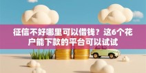 征信不好哪里可以借钱？这6个花户能下款的平台可以试试