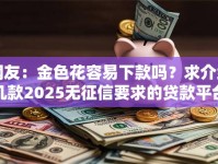 网友：金色花容易下款吗？求介绍几款2025无征信要求的贷款平台