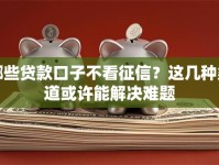 哪些贷款口子不看征信？这几种渠道或许能解决难题