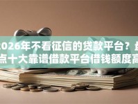 2026年不看征信的贷款平台？盘点十大靠谱借款平台借钱额度高