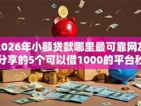 2026年小额贷款哪里最可靠网友分享的5个可以借1000的平台秒下款我觉得不错！