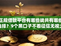 正规借款平台有哪些拢共有哪些选择？9个黑口子不看征信无视大数据详解