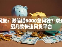 网友：微信借6000急用钱？求介绍几款快速网贷平台