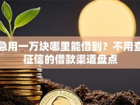 急用一万块哪里能借到？不用查征信的借款渠道盘点