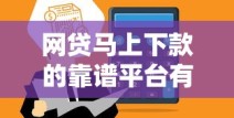 网贷马上下款的靠谱平台有哪些？快速到账攻略分享
