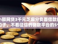小额网贷3千元芝麻分负面借款的口子，不看征信的贷款平台的5个平台介绍