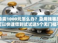 急需1000元怎么办？急用钱哪里可以快速借到试试这5个无门槛平台