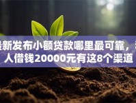 最新发布小额贷款哪里最可靠，私人借钱20000元有这8个渠道