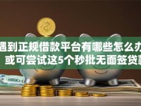 遇到正规借款平台有哪些怎么办？或可尝试这5个秒批无面签贷款平台