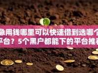 急用钱哪里可以快速借到选哪个平台？5个黑户都能下的平台推荐