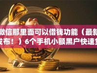 微信那里面可以借钱功能（最新发布！）6个手机小额黑户快速贷款app