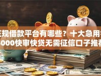 正规借款平台有哪些？十大急用钱5000快审快贷无需征信口子推荐