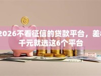 2026不看征信的贷款平台，差8千元就选这6个平台