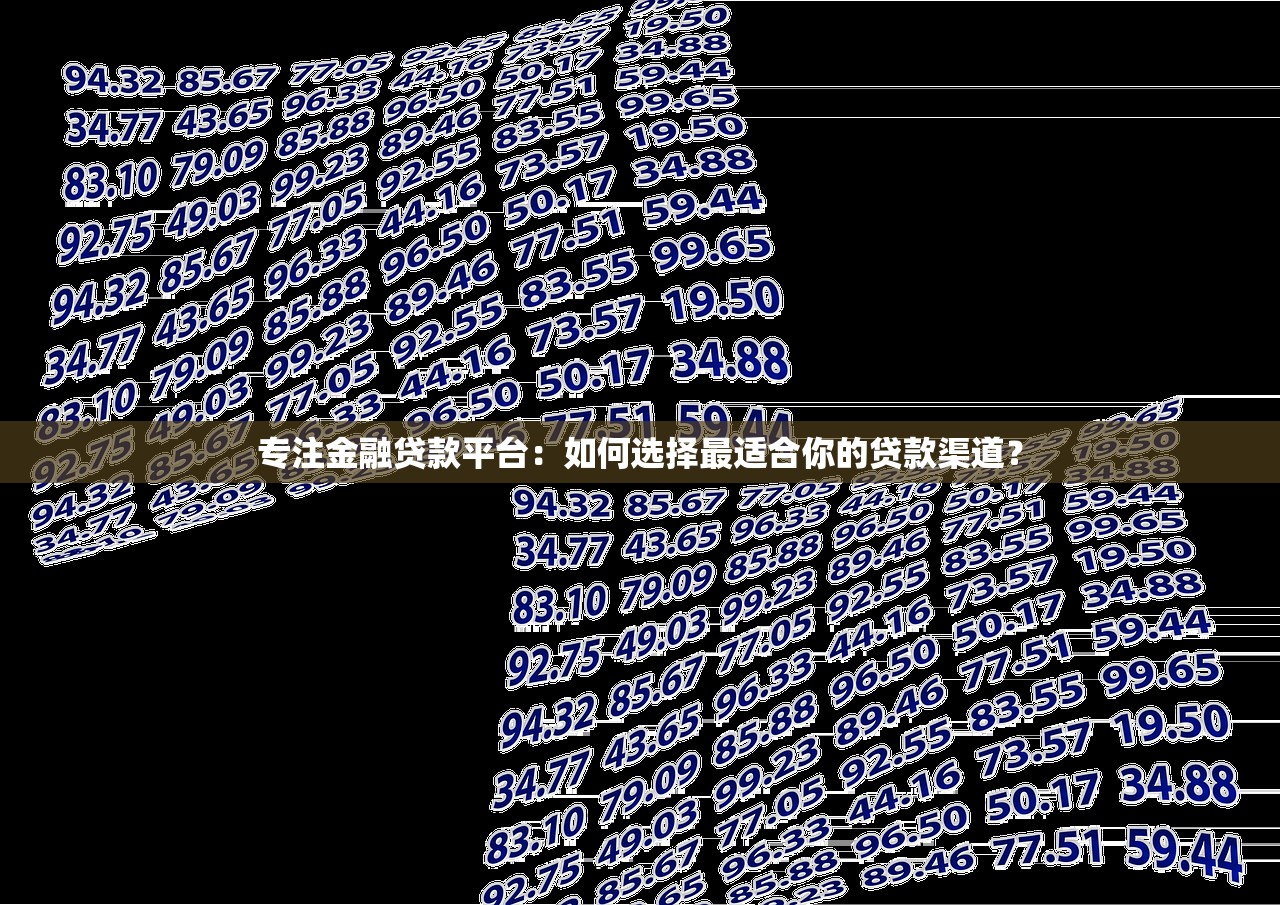专注金融贷款平台：如何选择最适合你的贷款渠道？