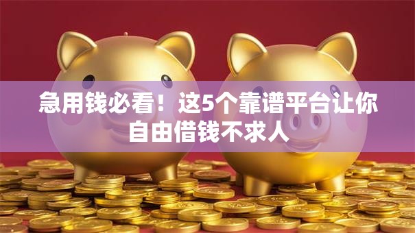 急用钱必看！这5个靠谱平台让你自由借钱不求人