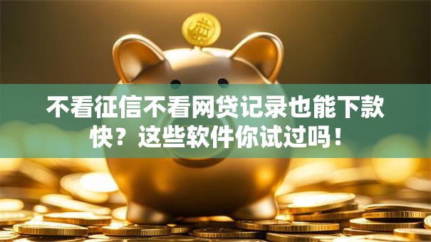 不看征信不看网贷记录也能下款快？这些软件你试过吗！