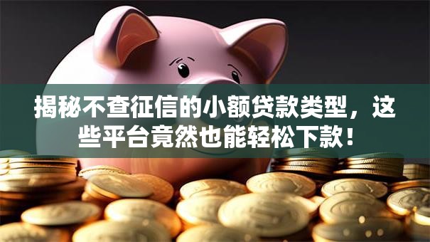 揭秘不查征信的小额贷款类型，这些平台竟然也能轻松下款！