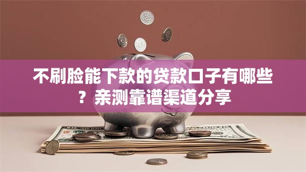 不刷脸能下款的贷款口子有哪些？亲测靠谱渠道分享