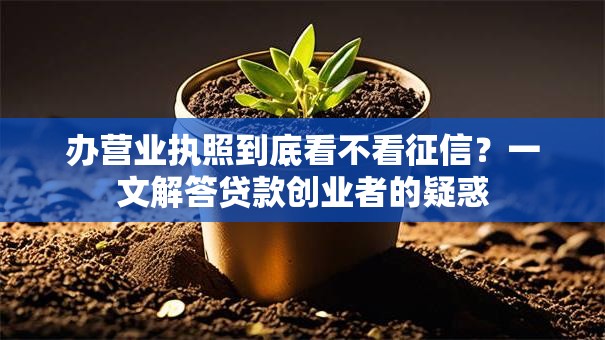 办营业执照到底看不看征信？一文解答贷款创业者的疑惑