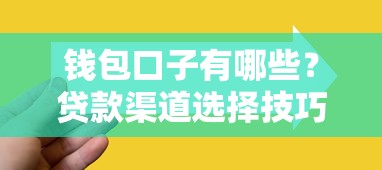 钱包口子有哪些？贷款渠道选择技巧全解析