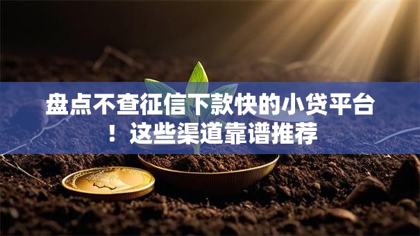 盘点不查征信下款快的小贷平台！这些渠道靠谱推荐